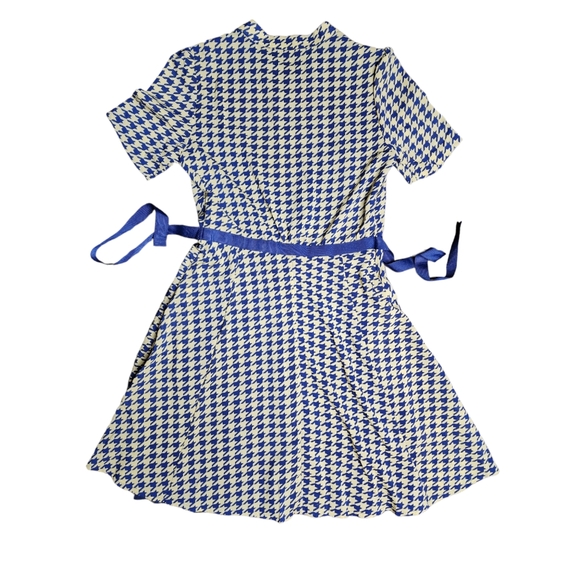 Louche Mustard & Blue Houndstooth Fit & Flare Dress Size 12 (UK) - Picture 12 of 15